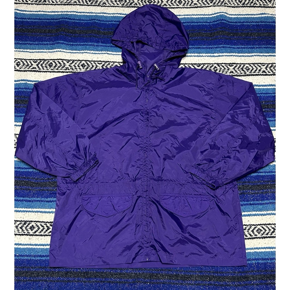 Vintage Totes Purple Hooded Rain Jacket Windbreaker Men's Large